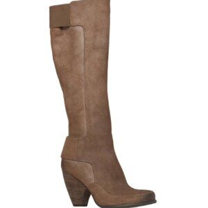 Max Studio Jasper Leather Stacked Heel Riding Boots